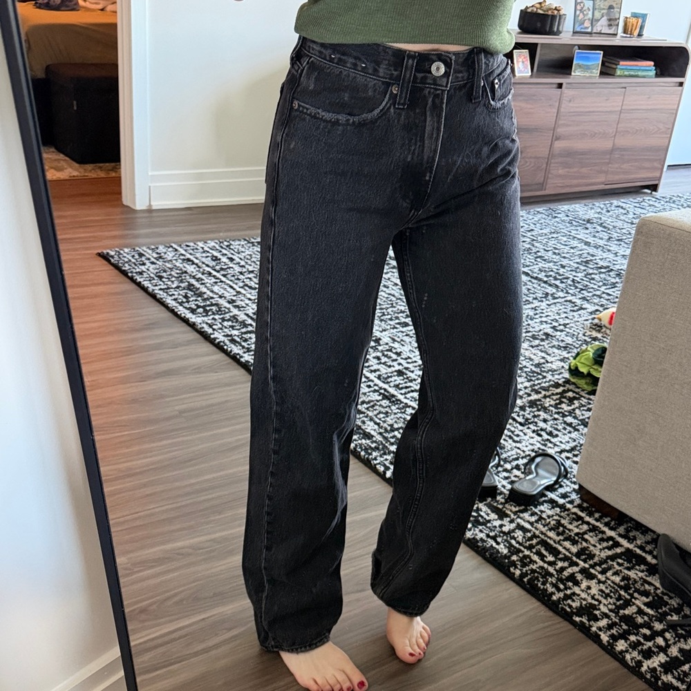 Abercrombie & Fitch Black Slouchy Mid-Rise Boyfriend Jeans